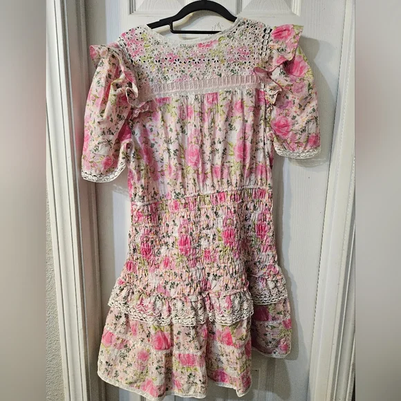 LoveShackFancy Rena Crochet-Trimmed Shirred Floral-Print Cotton-Voile Mini Dress - Picture 10 of 10